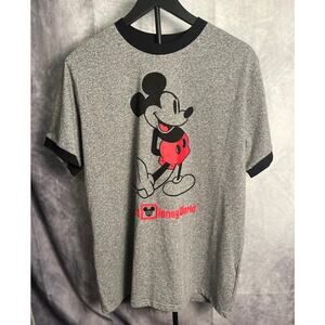 Disney World Mickey Mouse Gray Ringer T-Shirt – Size L Unisex